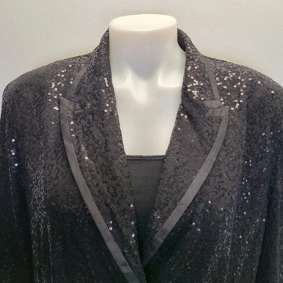 Doncaster Collection Black Sequins Sequined Blazer Jacket 18 Holiday Evening - Picture 6 of 16